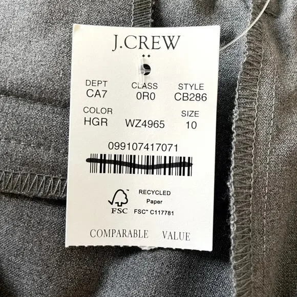 J.Crew Factory Slim Fit Full Length Trouser Pant Office CB286 Heathered Grey 10 - Picture 12 of 14